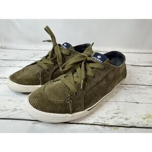 SPERRY Shoes Womens Size 8.5 Olive Green Boat Shoes Corduroy Casual Preppy